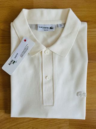 Polo color perla Blanco con franjas de Lacoste
