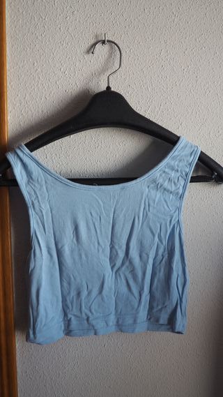 Top corto azul Shein talla S