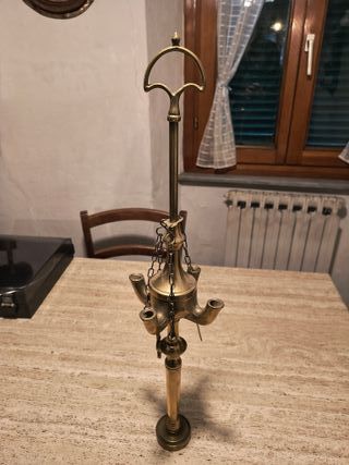 Lampada Olio Vintage 4 Luci Ottone