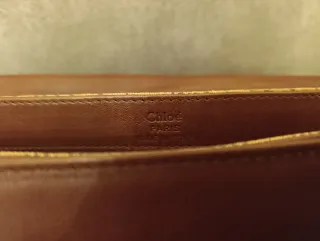 Borsa Chloé pelle coccodrillo marrone oro