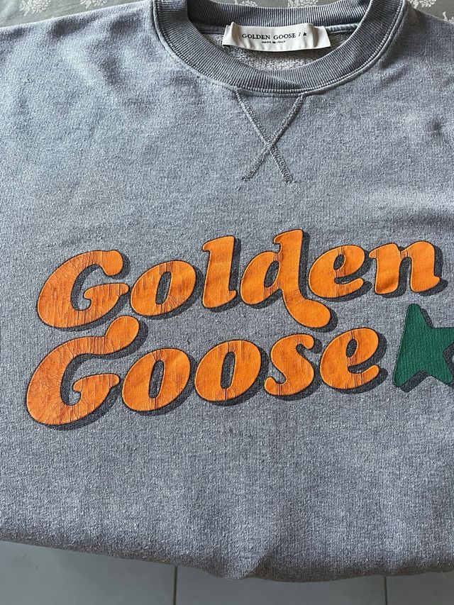 Felpa Golden Goose Unisex Grigia Arancione