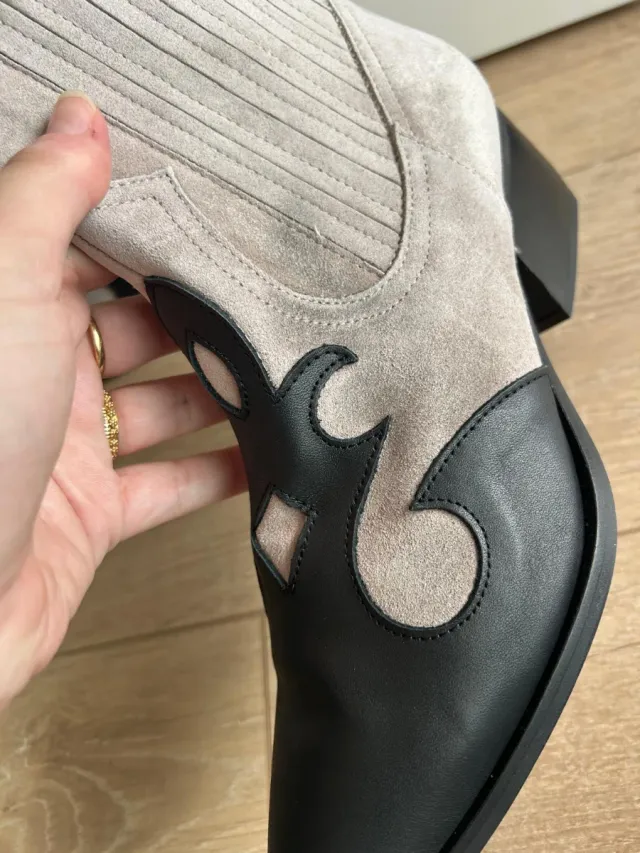 Botines cowboy piel negros y grises