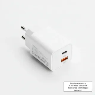 Caricabatterie USB Dual 45W USB-C + USB-A