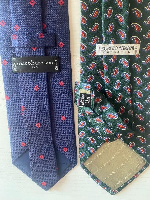 Cravatte in seta Armani e Roccobarocco