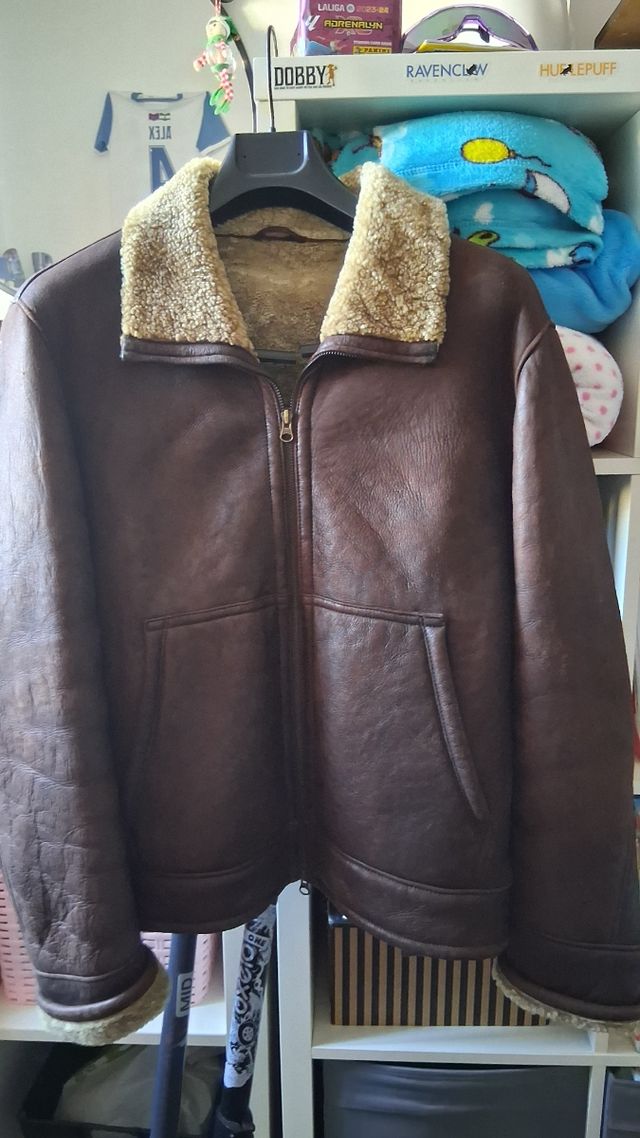 Cazadora Piel Marrón Hombre Talla L