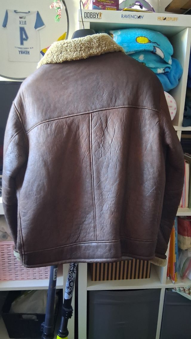 Cazadora Piel Marrón Hombre Talla L