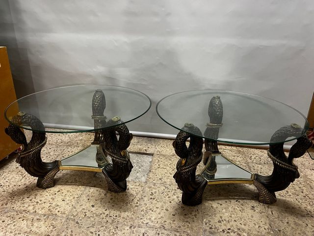 Pareja Mesas Centro Cristal y Metal