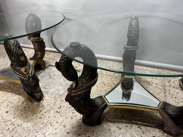 Pareja Mesas Centro Cristal y Metal