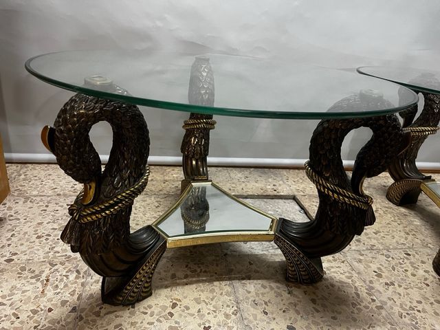 Pareja Mesas Centro Cristal y Metal