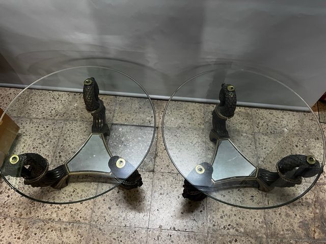 Pareja Mesas Centro Cristal y Metal