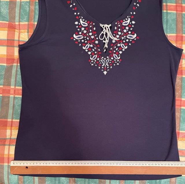 Blusa RDT COLLECTIONS azul bordada