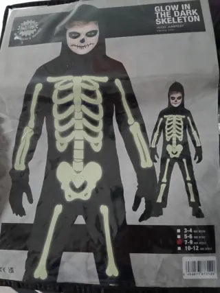 Disfraz Esqueleto Glow in the Dark Talla 7-9