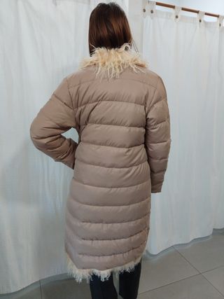 Abrigo Moncler Beige Piel Mongol