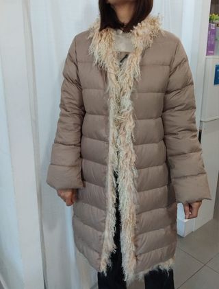 Abrigo Moncler Beige Piel Mongol