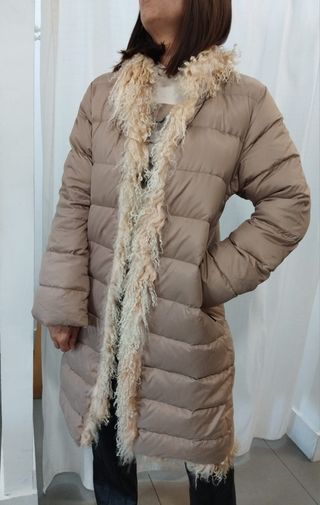 Abrigo Moncler Beige Piel Mongol