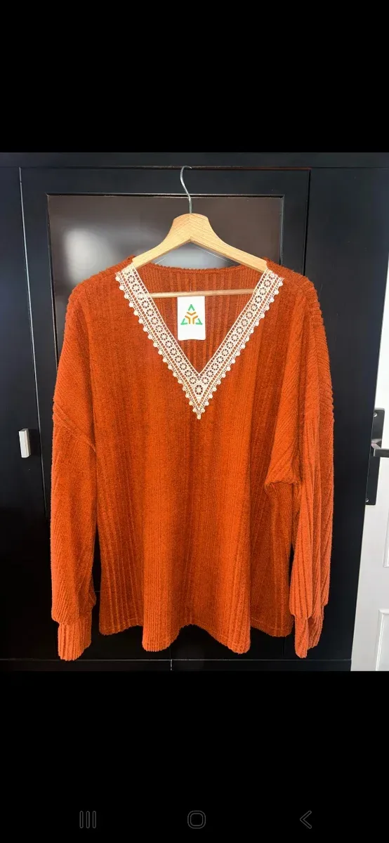 Jersey naranja con encaje talla 2XL