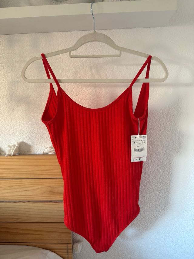 Body punto rojo escote espalda S