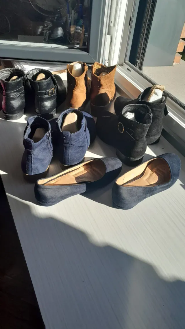 Botines azules y marrones