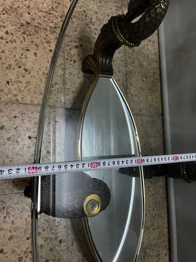 Mesa de centro cristal y metal diseño