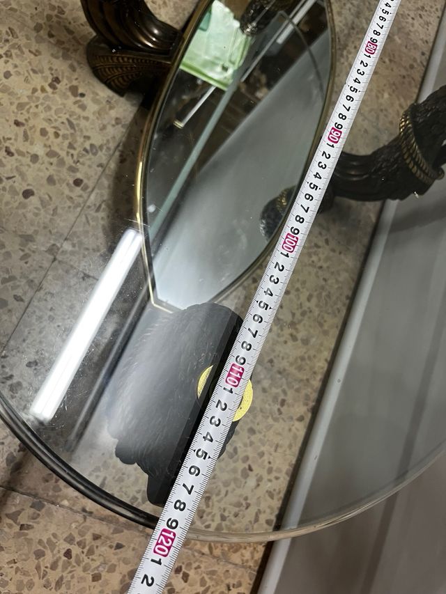 Mesa de centro cristal y metal diseño