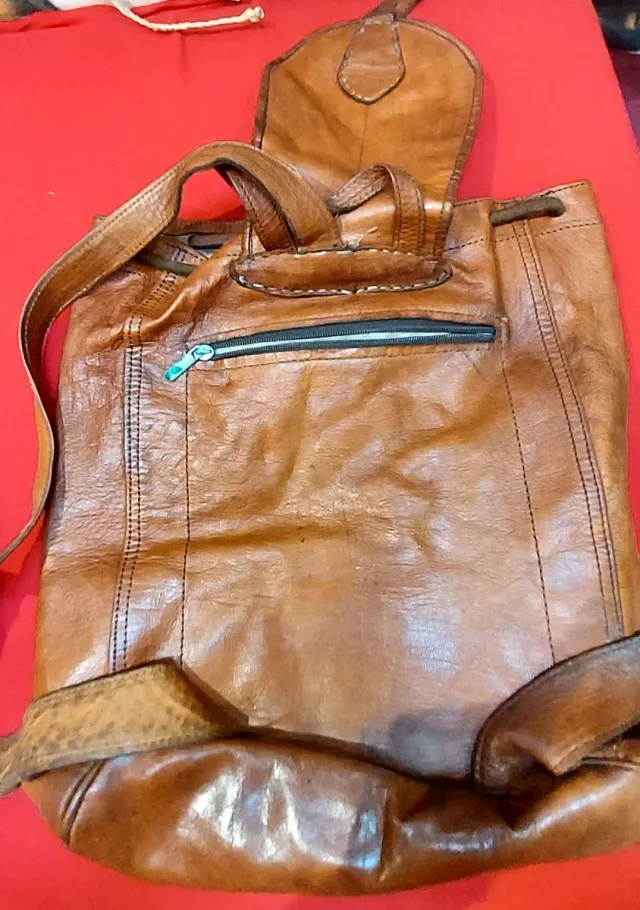 Mochila de cuero vinatge marrón