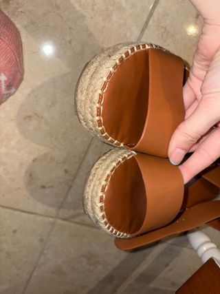 Sandalias cuña esparto marrón