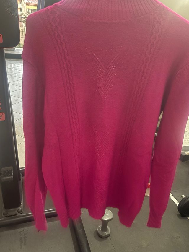 Maglioncino lana donna fucsia calza grande