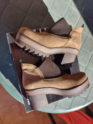 Botas Mujer Talla 39 Beige/Marrón