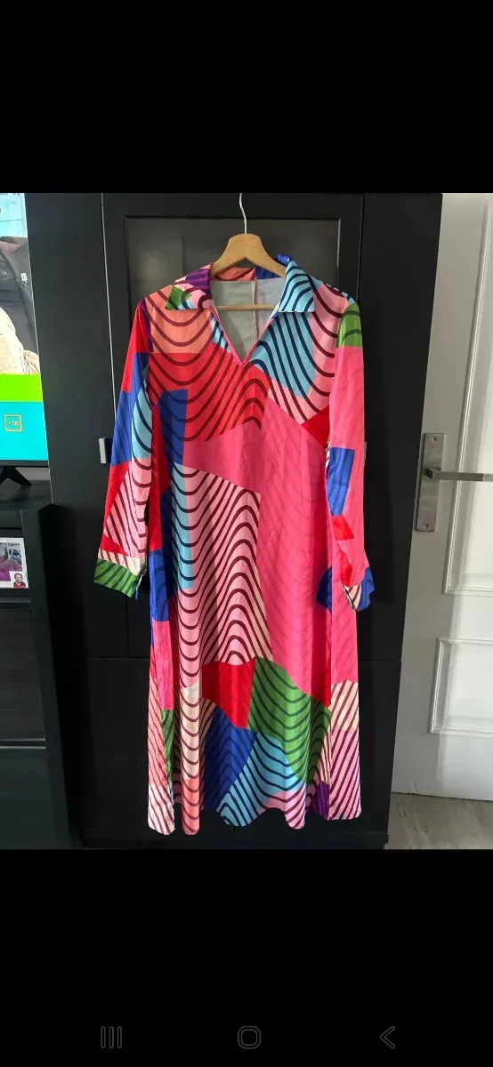 Vestido largo estampado multicolor Talla S