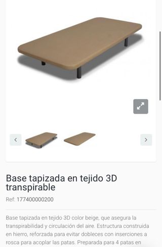 Colchón viscoelastico con base tapizada 150x190cm