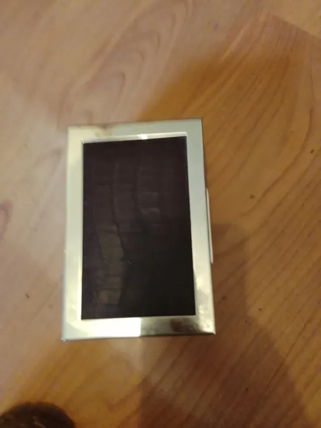 Joyero vintage piel cocodrilo marrón y dorado