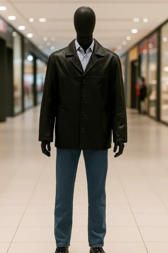 Chaqueta polipiel negra hombre