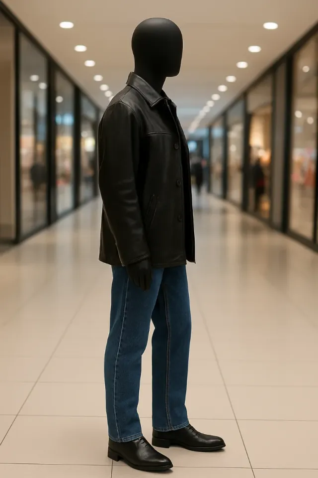 Chaqueta polipiel negra hombre