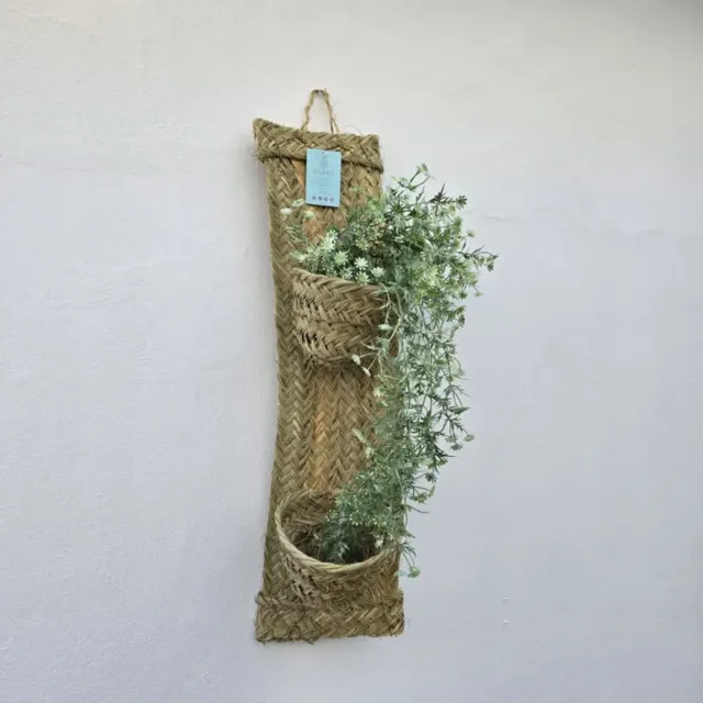 Macetero Doble Esparto Natural Estilo Boho