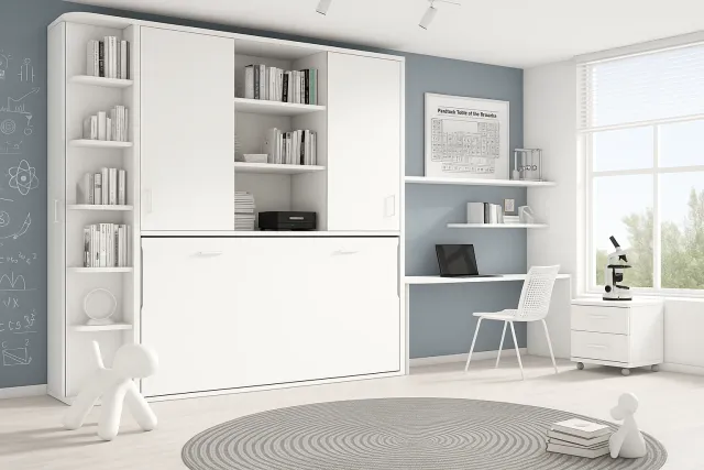 Cama Abatible Horizontal Juvenil Blanca