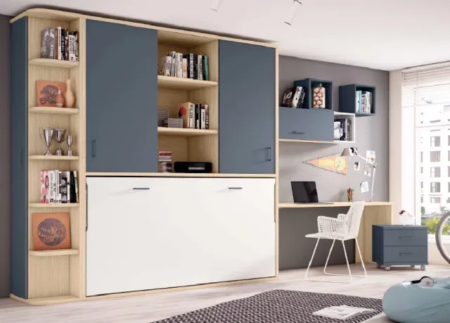 Cama Abatible Horizontal Juvenil Blanca