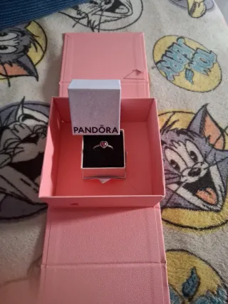 Anillo Pandora Corazón Rosa y Plata