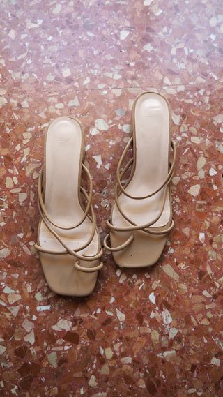Sandalias Beige Tacón Talla 37 Shein