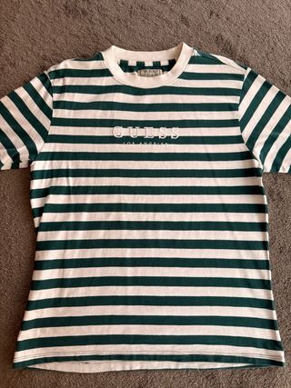 Camiseta Guess Rayas Verdes Talla M Retro Vintage