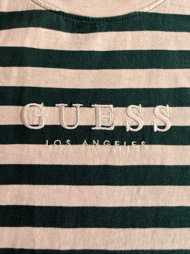 Camiseta Guess Rayas Verdes Talla M Retro Vintage