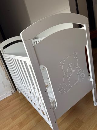 Cuna Blanca de Madera Osito