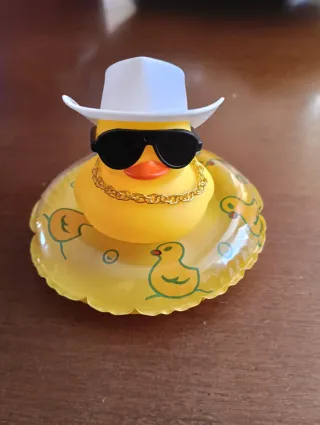 Pato de goma con sombrero y gafas