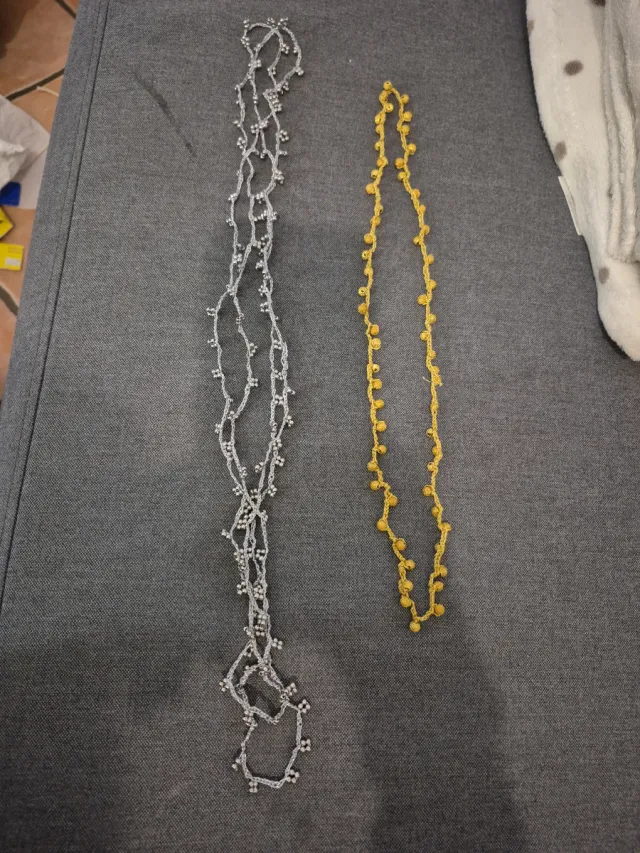 Collana uncinetto argento lunga 1 metro Collana o