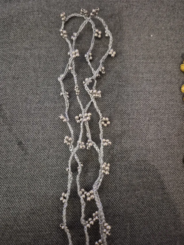 Collana uncinetto argento lunga 1 metro Collana o