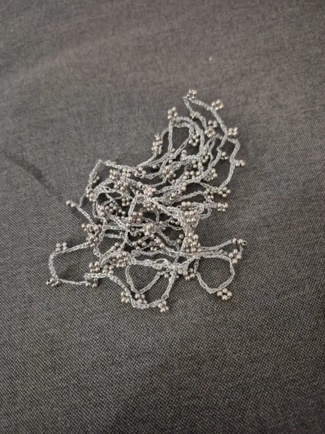 Collana uncinetto argento lunga 1 metro Collana o