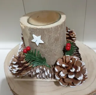 Portacandele in Legno Decorato