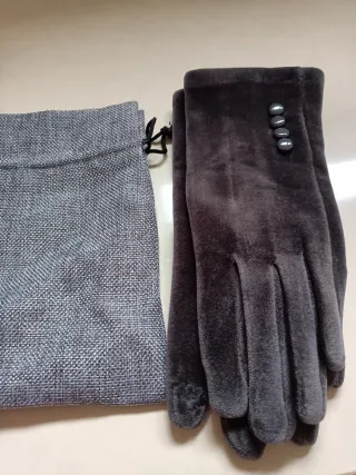 Guantes mujer terciopelo gris