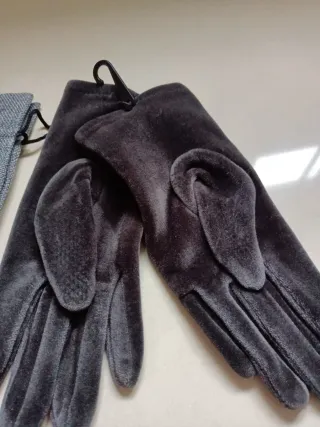 Guantes mujer terciopelo gris