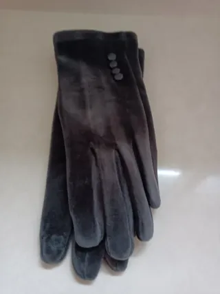 Guantes mujer terciopelo gris