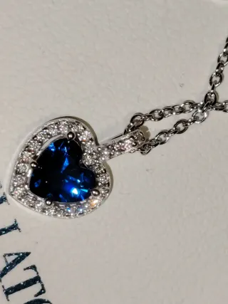 Collana cuore cristallo blu e bianchi